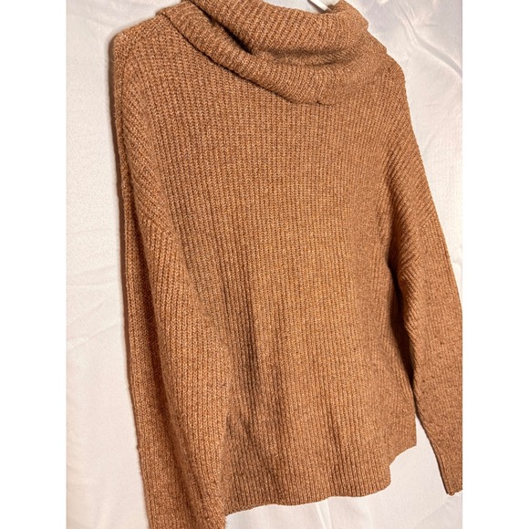 YES LOLA Brown Cowl Neck Chunky Knit Button Accent Sweater Size L - Picture 6 of 9